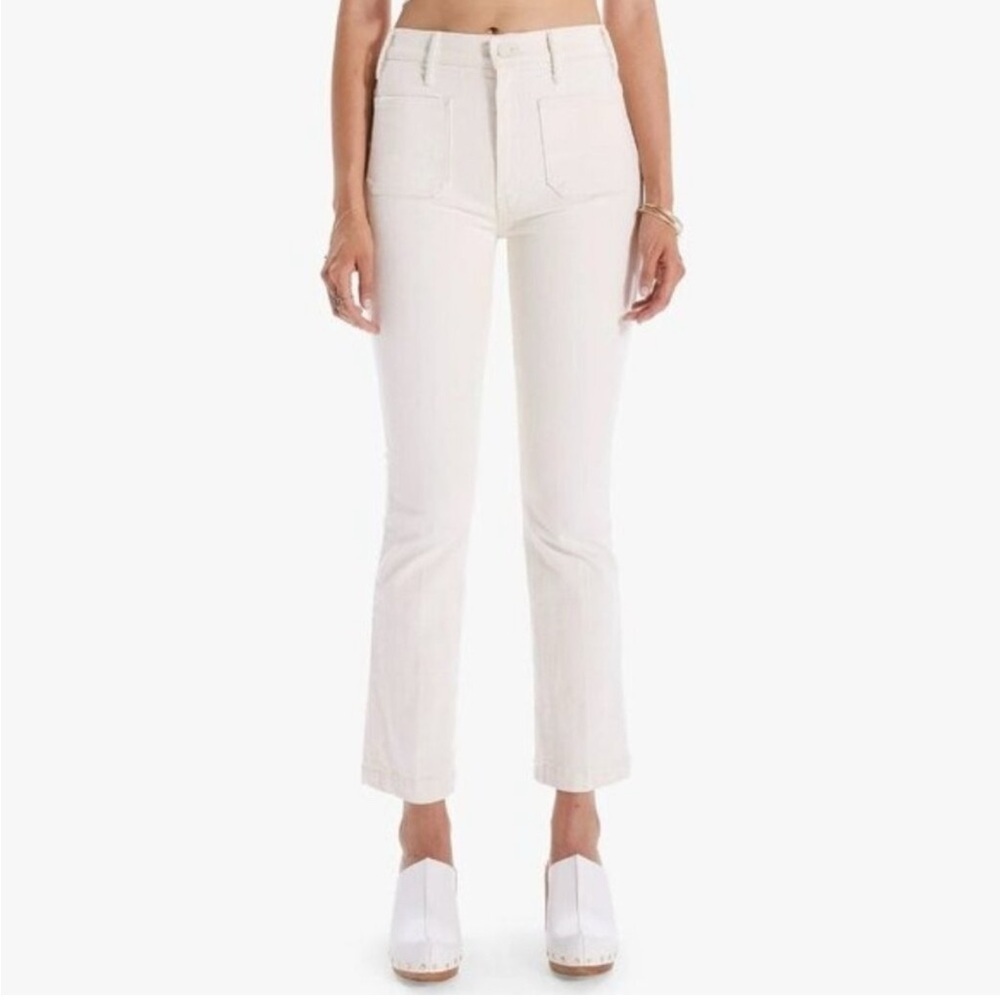 Mother Superior Hustler Patch Pocket Flood Jeans 31 Act Natural White Denim 70s